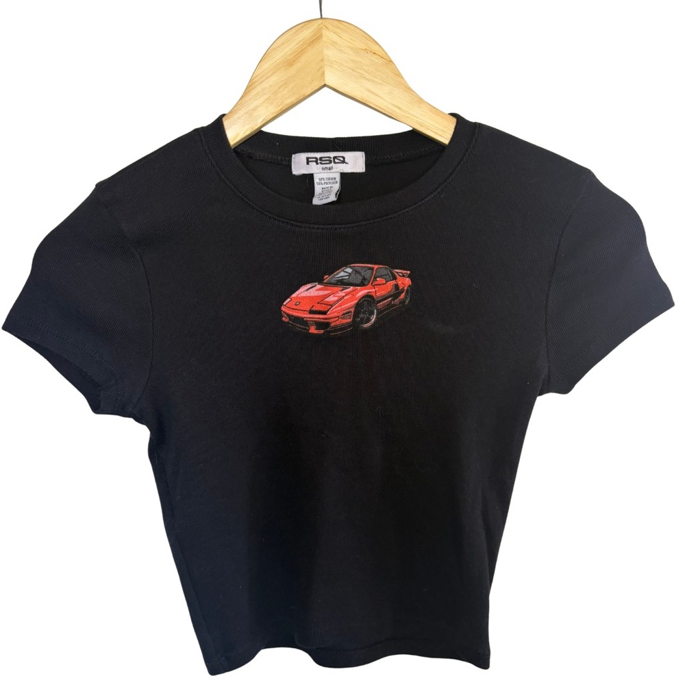 Pacsun RSQ Black baby tee with red Ferrari